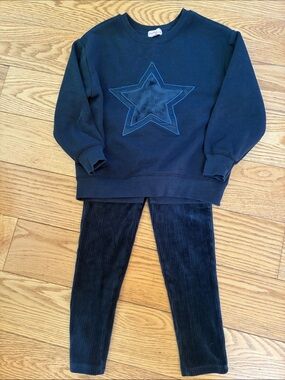Paisley Lane Kids Navy Star Sweatshirt & Corduroy Leggings Set sz 6